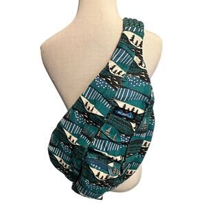 Kavu Original Rope Bag Sling Pack Womens Winterscape Print Teal Backpack
